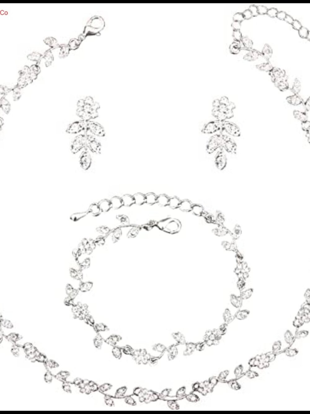 Crystal Rhinestone Choker Necklace Earring Bracelet Jewelry Set for Women